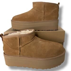 UGG Women's Classic Ultra Mini Platform Boots Size 12 Chestnut Brown Short Boot
